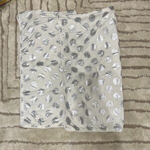 Pottery Barn 24” white and silver pillow sham set